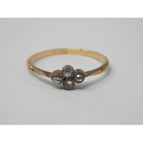 Antique 18ct Yellow Gold Ring Set with Four Diamonds: Ring Size L