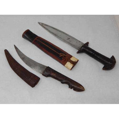 433 - Two African/Tribal Daggers & Scabbards: Largest 31cm