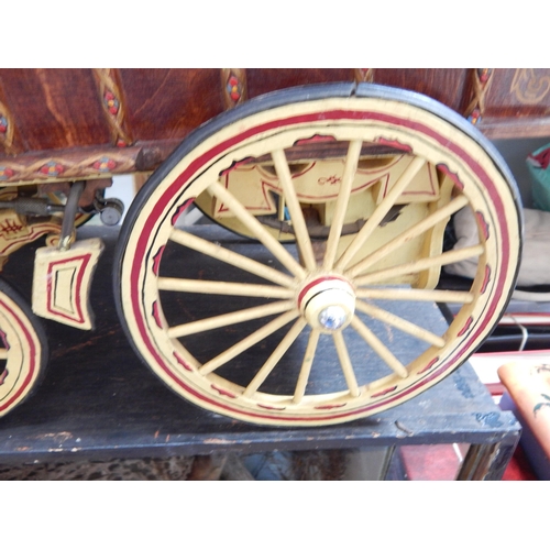 552 - Large Wooden Constructed Model of a Gypsy Caravan with Turning Wheels, Opening Windows & Door. Fitte... 