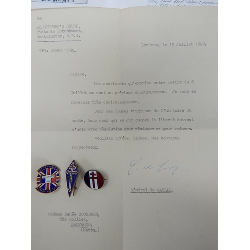 431 - Charles de Gaulle (1890-1970) WWII Signed Letter From General de Gaulle: Dated  15th July 1940

De G... 