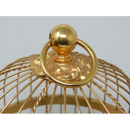 462 - Swiss Key Wind Mechanical Singing Bird with Opening Beak, Turning Head & Feathers in Brass Cage by R... 