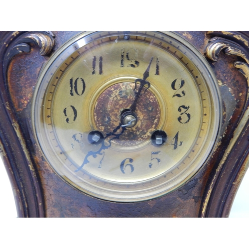 463 - Late 19th Century French Chiming Mantel Clock in Heavy Cast Metal Case with Rococo Decoration: The C... 