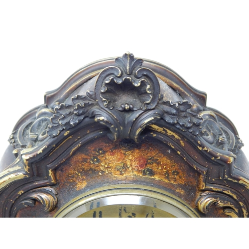 463 - Late 19th Century French Chiming Mantel Clock in Heavy Cast Metal Case with Rococo Decoration: The C... 