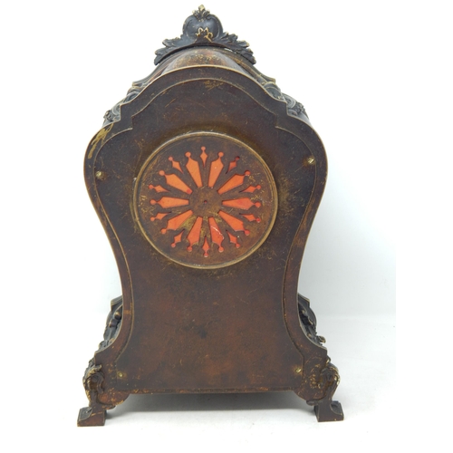 463 - Late 19th Century French Chiming Mantel Clock in Heavy Cast Metal Case with Rococo Decoration: The C... 