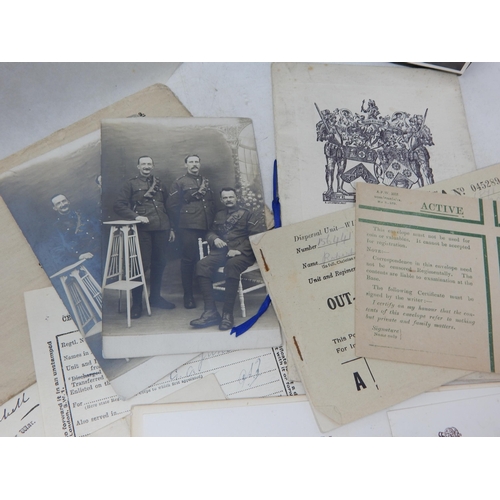 438 - WWI 1st Australian Pioneer Battalion Card, Photos, Documents etc together with a WWII Military Photo... 