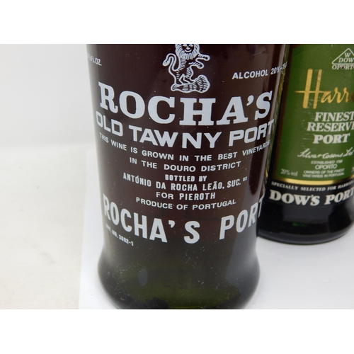 524 - Harrods Finest reserve Port 70cl + Nova Fine Ruby Port 75cl + Rocha's Old Tawny Port 75cl