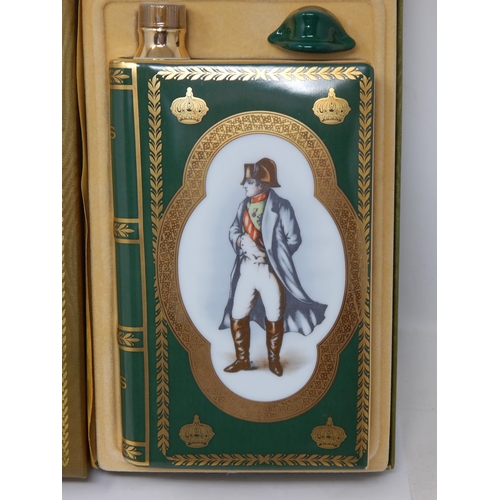 526 - Limoges: Bi-Centenary of Emperor Napoleon 1769-1969 Ceramic Cognac Decanter Formed as a Book with Na... 