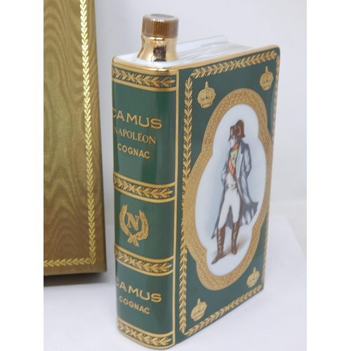 526 - Limoges: Bi-Centenary of Emperor Napoleon 1769-1969 Ceramic Cognac Decanter Formed as a Book with Na... 