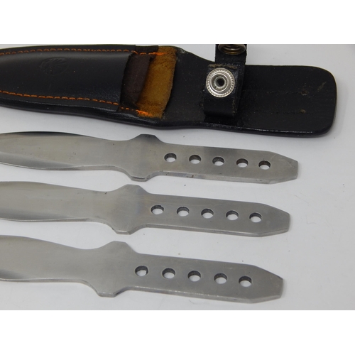 535 - Set of 3 Professional Throwing Knives in Leather Scabbard