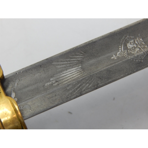 429 - WWII Era 1827 Pattern Naval Sword by Gieves. The 79cm Blade Etched with Crown, Entwined Ropes & Anch... 