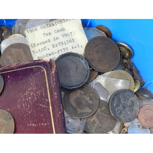 114 - Large Quantity of Unsorted C19th & Later Coinage, Medallions etc: Sorting will Reward