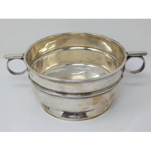 Antique Silver Rose Bowl with Twin Ring Handles: Hallmarked Sheffield 1910 by James & William Deakin: Weight 192g