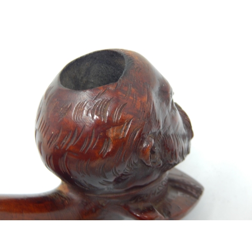 554 - An Unusual Edwardian Pipe with the Wooden Bowl Carved as the Head of King Edward VII together with a... 