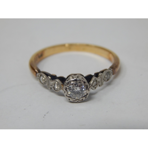 23 - Ladies vintage diamond ring in 18ct shank