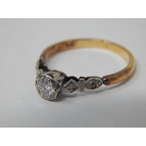 23 - Ladies vintage diamond ring in 18ct shank