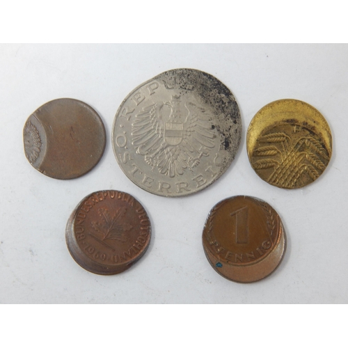 13 - Small collection of mis-struck coinage: Germany coins (5) all grossly mis-struck off centre and rare... 