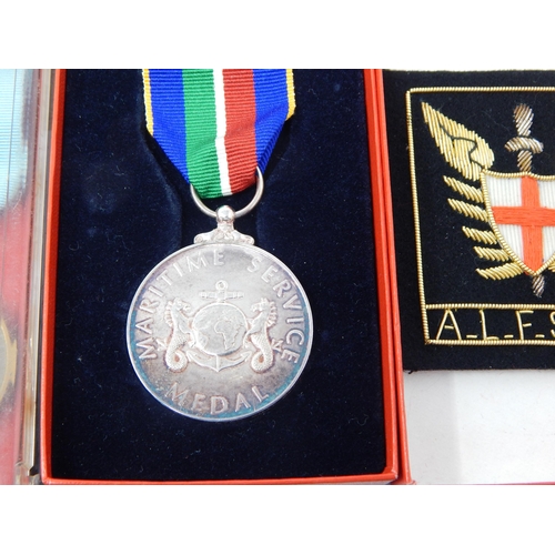 7 - Maritime Service Medal in case; WWII Medal; Set of WWI Miniature medals; Girls Life Brigade Medal; m... 