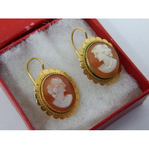 31 - A pair of 9ct Gold Cameo earrings