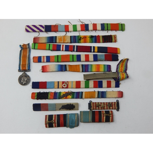 440 - Quantity of Military Bars, Two with Oak Leaves, WWI Miniature Medal etc (lot)