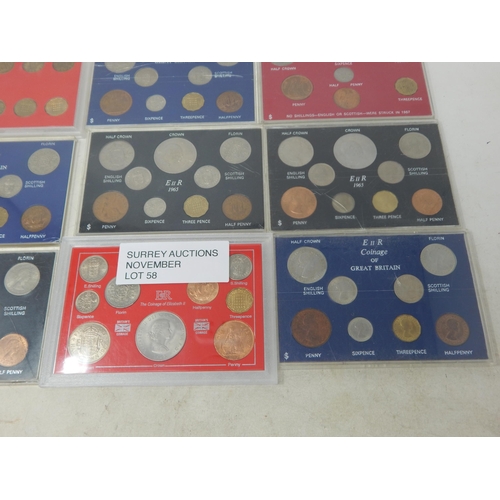 58 - Selection of GB Pre-Decimal coin sets housed in vintage Sandhill cases (9 sets )