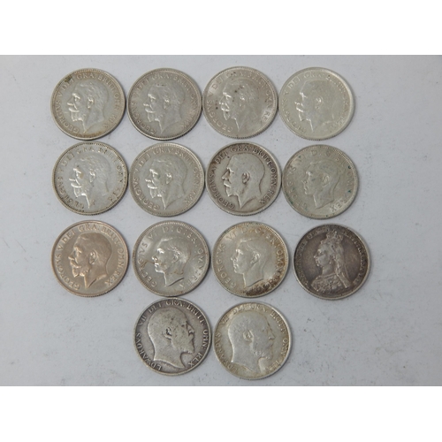 A collection of early Silver Shillings comprising: Victoria Jubilee Head 1887; Edward VII 1902, 1910; George V 1915(2), 1917, 1929, 1932, 1933, 1935, 1936; George VI 1937S, 1942E, 1945E generally Fine to Very Fine, the later dates better