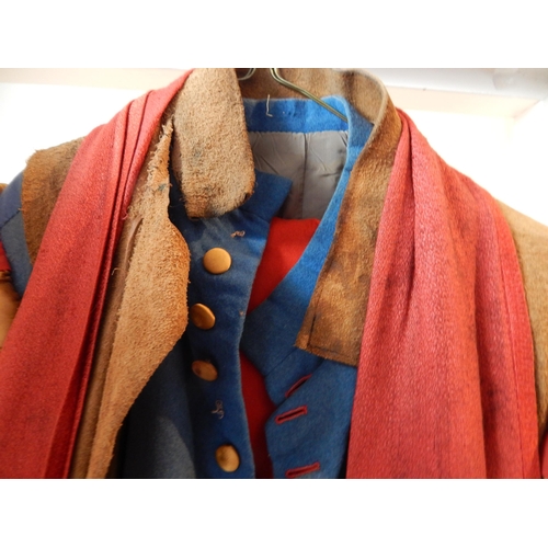 449 - Military Re-enactment Uniform Comprising Inner French Blue Buttoned Tunic with Red Braided Sleeves &... 