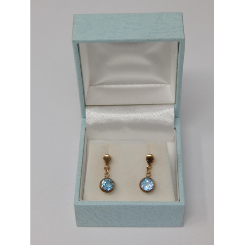 A Pair of 9ct Gold Aquamarine Set Earrings by Charles Hart in Fitted Case