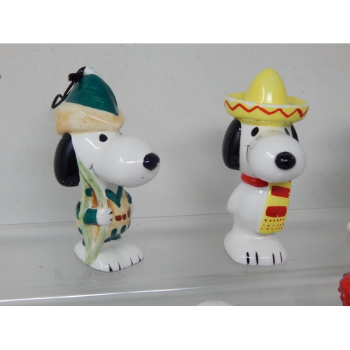 277 - Five Ceramic Snoopy Figures with Underside Labels 