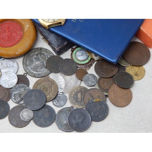 88 - Quantity of Early Coinage, Tokens, Medallions, Medal Cases etc (lot)