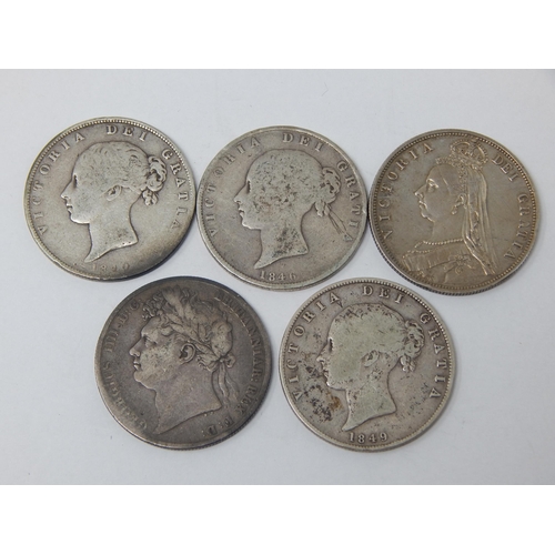 6 - Collection of Early Silver Halfcrowns: George IV 1823; Victoria Young Head 1840, 1846;1849; Victoria... 