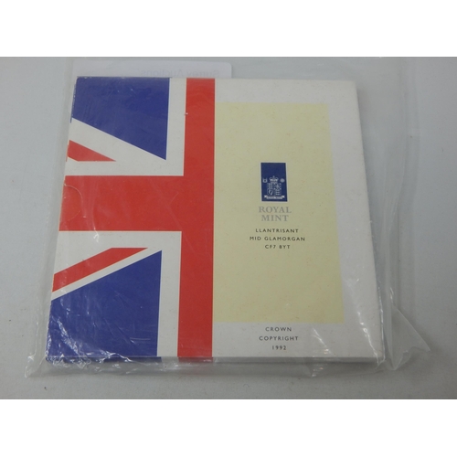 28 - 1992 United Kingdom Brilliant Uncirculated coin collection in Royal Mint pack includes the dual date... 