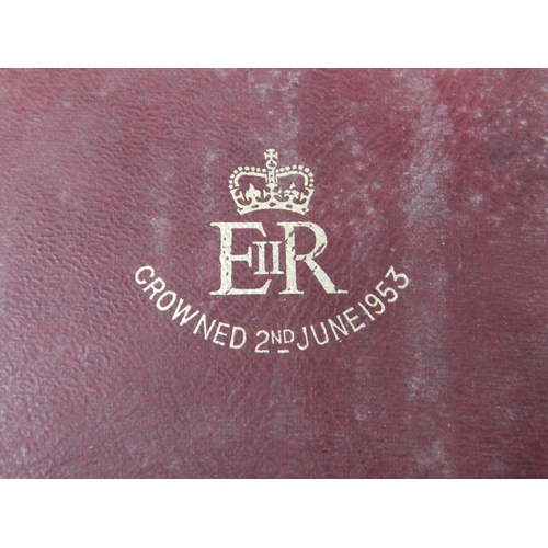 13 - 1953 Elizabeth II Coronation Proof Set Crown to Farthing in fitted maroon leather case of issue with... 