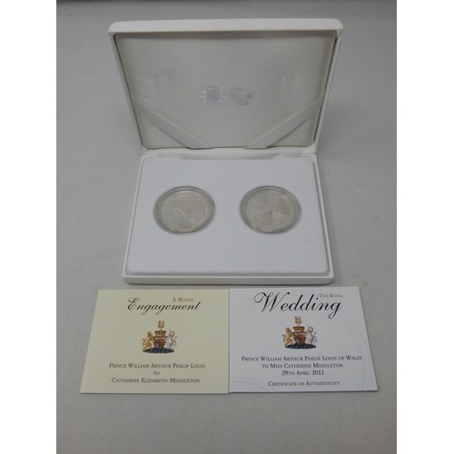 2011 William and Megan Double Silver Proof £5 pair, cased with Wedding COA, brilliant, about as struck