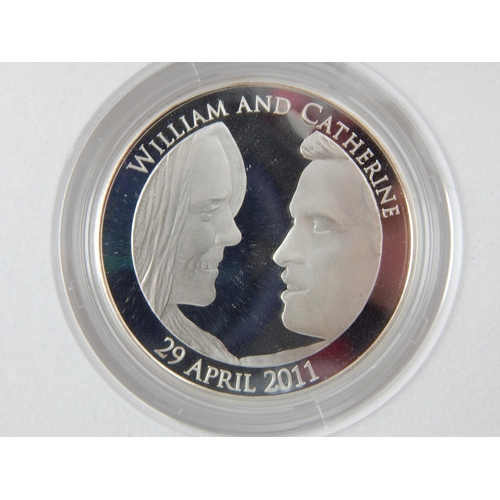 39 - 2011 William and Megan Double Silver Proof £5 pair, cased with Wedding COA, brilliant, about as stru... 