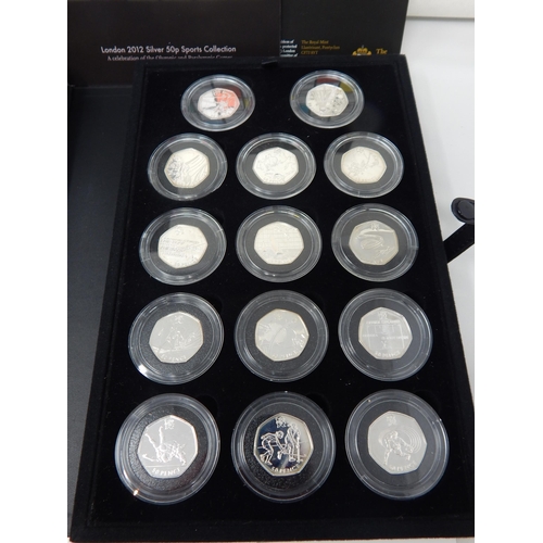 34 - London 2012 Silver 50p Sports Collection in original Royal Mint case of issue complete with all cert... 