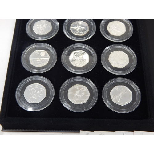 34 - London 2012 Silver 50p Sports Collection in original Royal Mint case of issue complete with all cert... 