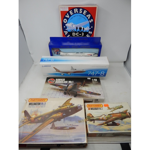 360 - SCHYLLING DC-3, Boeing 747-8, B.A Chelsea Rose Jet + Airfix Models with Humbrol Paints