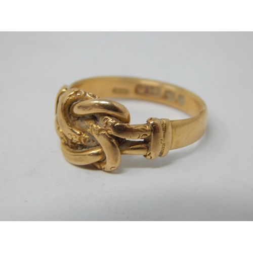 52 - Victorian 18ct Yellow Gold Love Knot Ring: Hallmarked Birmingham 1897: Ring Size P: Weight 6.18g