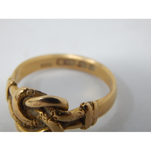 52 - Victorian 18ct Yellow Gold Love Knot Ring: Hallmarked Birmingham 1897: Ring Size P: Weight 6.18g