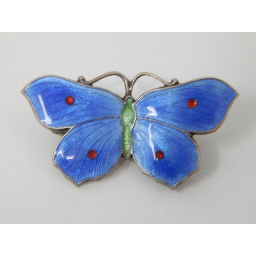 59 - Sterling Silver & Enamel Butterfly Brooch