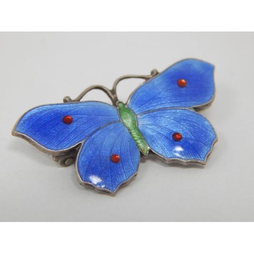 59 - Sterling Silver & Enamel Butterfly Brooch