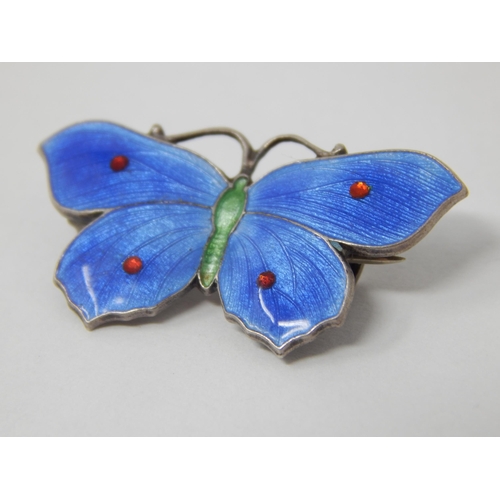 59 - Sterling Silver & Enamel Butterfly Brooch