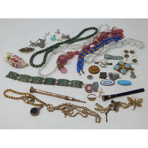 A Quantity of Yellow Metal Items together with a Group of Costume Jewellery, Cufflinks etc (lot)