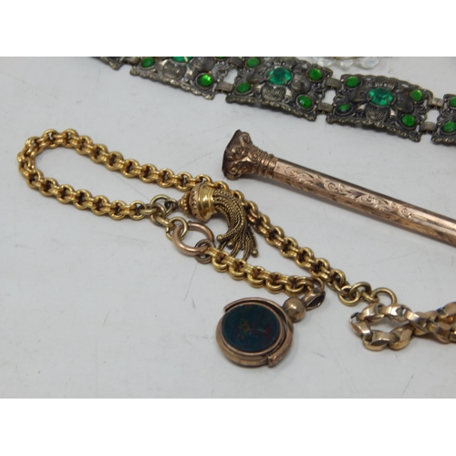 61 - A Quantity of Yellow Metal Items together with a Group of Costume Jewellery, Cufflinks etc (lot)