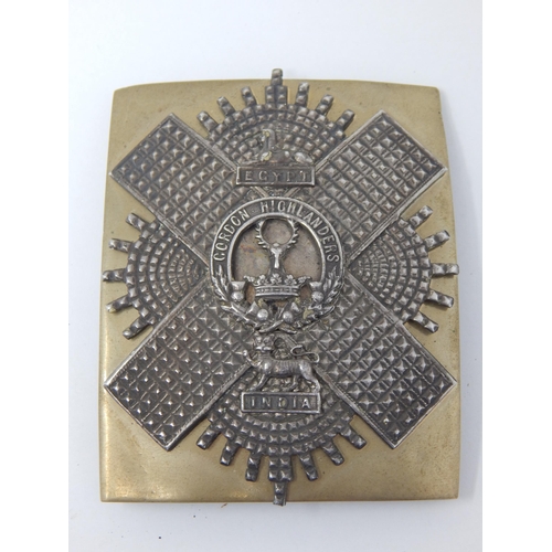 406 - C19th Gordon Highlander Officers Cross Belt Plate.