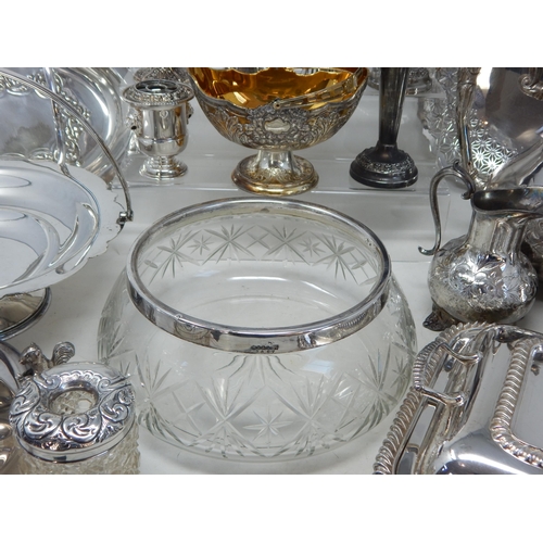 66 - A Hallmarked Silver Lidded hair Tidy Jar together with a Large Quantity of Silver Plated Wares Inclu... 