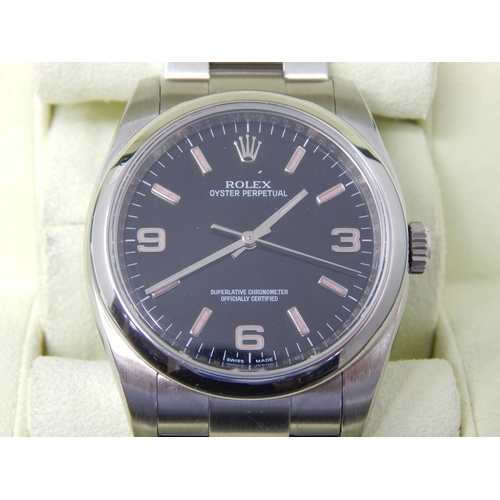 100 - Rolex Oyster Perpetual 36 Pink Baton Black Dial Steel Watch 116000. Serial No: 878J2466. Purchased 2... 