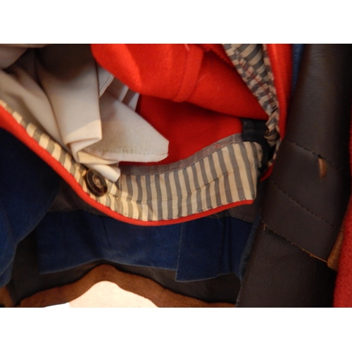 513 - Uniform Comprising Inner French Blue Buttoned Tunic with Red Braided Sleeves & Outer Leather Blouse ... 