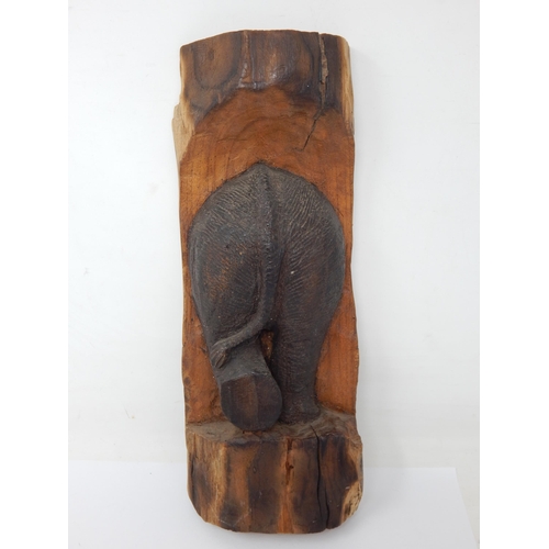 521 - African Hardwood Carving of the rear of an Elephant: Height 31cm