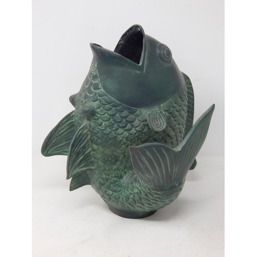 491 - Large Cast Bronze Koi Carp: 28cm high